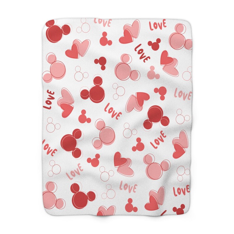 Mickey Valentijnsdagdeken, Disney sherpafleecedeken, Disney-bankdeken, Mickey Mouse Throw-deken, Disney-huisdecor, VDay, harten afbeelding 2