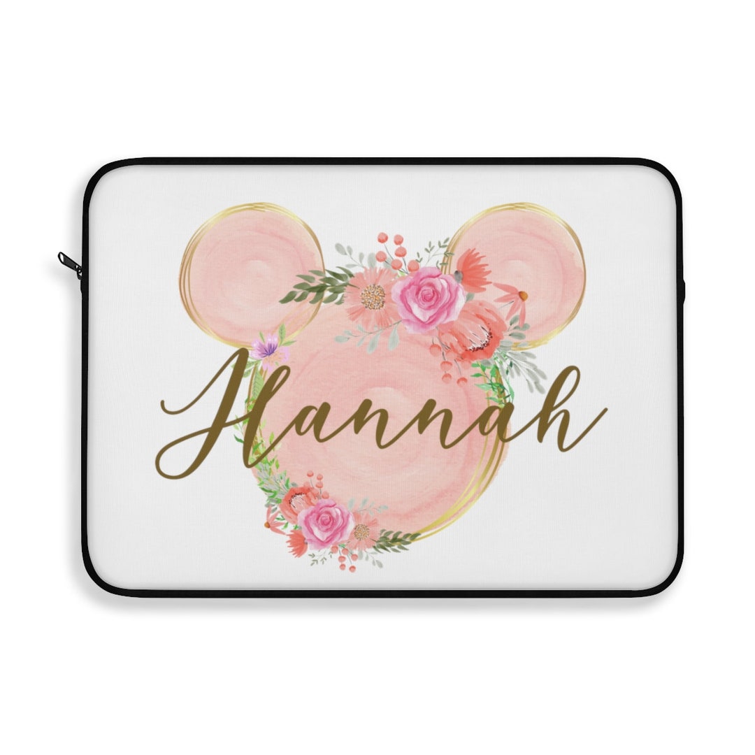 Personalized Pink Watercolour Disney Laptop Sleeve, Disney Laptop Case
