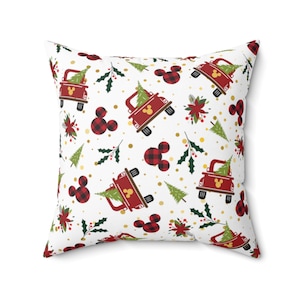 Disney Christmas Tree Pillow Case, Hidden Mickey, Cushion, Disney Bedding, Disney Home, Nursery Decor, Disney Gift, Winter, Holidays Decor