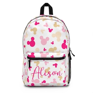 Sac à dos Disney personnalisé, Sac à dos Imprimé Pink Minnie All Over, Sac d’école Disney, Sac de vacances Disney, Sac de parc Disney, Sac de voyage, Cadeau