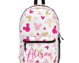 Personalized Disney Backpack, Pink Minnie All Over Print Backpack, Disney School Bag, Disney Vacation Bag, Disney Park Bag, Travel Bag, Gift