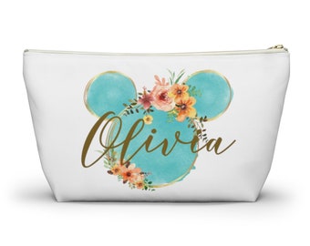 Gepersonaliseerde Ocean Blue Aquarel Accessoire Pouch, Disney Cosmetische Tas, Mickey Tas, Disney Reistas, Disney Tas, Disney Potlood Case
