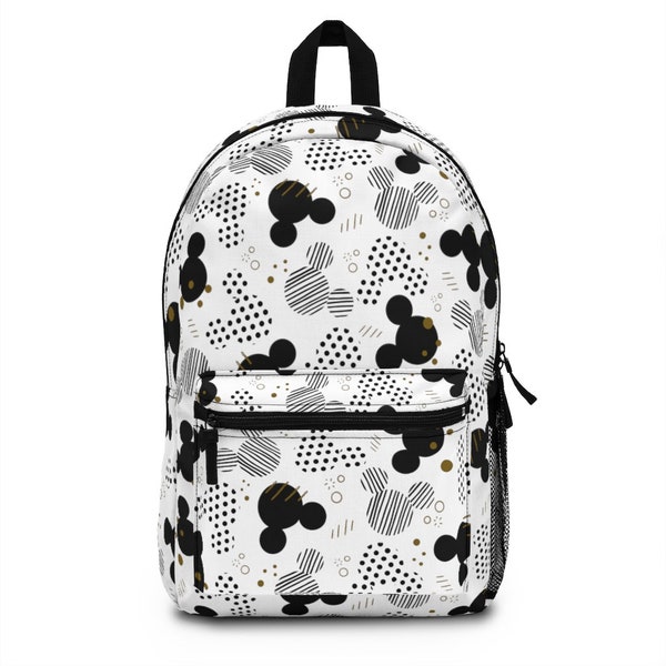 Mickey Polka Dot Backpack, Disney Backpack, Black Background, Disney School Bag, Disney Vacation Bag, Disney Park Bag, Theme Park Bag