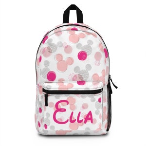 Personalized Disney Backpack, Pink Polka Dots, All Over Print Backpack, Disney School Bag, Disney Vacation Bag, Disney Park Bag, Gifts