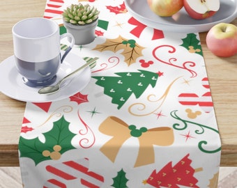 Runner da tavola natalizio Disney, cucina Disney, decorazioni per la casa Disney, tovaglietta di Topolino, biancheria da tavola, stoviglie Disney, decorazioni per la tavola delle feste