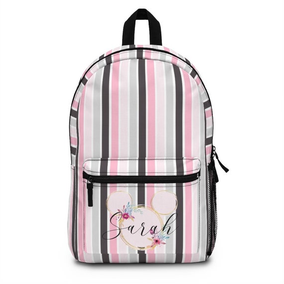 Striped Disney Backpack, Custom Minnie Backpack, Disney 