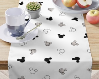 Mickey Monochrome Table Runner, Disney Kitchen, Disney Home Decor, Mickey Placemat, Table Linen, Table Decor, Disney Tableware,Hidden Mickey