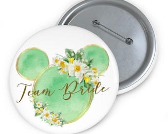 Disney Bachelorette Pin Button, Green Minnie Pin Badge, Mickey Pin, Disney Pins, Disney Celebrating Badge, Wedding, Bride Pin, Personalized