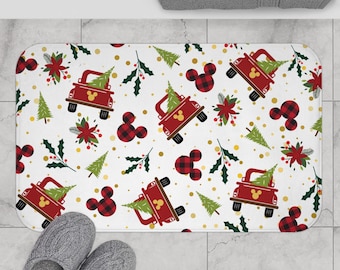 Christmas Hidden Mickey Bath Mat, Anti-Slip Rug, Bathroom Decor, Home Decor, Bathroom Rug, Bathroom Collection, Hidden Mickey, Holidays