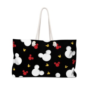 Black Background Mickey Weekender Bag, Mickey Print Bag, Disney Beach Bag, Mickey Pool Bag, Overnight Bag, Cruise Bag, Disney Travel Bag