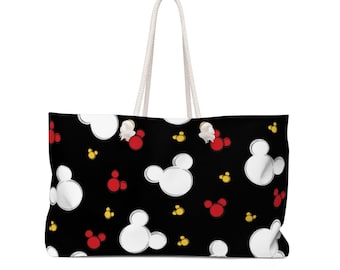 Black Background Mickey Weekender Bag, Mickey Print Bag, Disney Beach Bag, Mickey Pool Bag, Overnight Bag, Cruise Bag, Disney Travel Bag