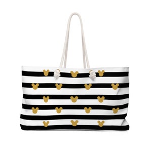 Mickey Black and Gold Weekender Tasche, Mickey Stripe Bag, Disney Beach Bag, Mickey Pool Bag, Overnight Bag, Cruise Bag, Disney Travel Bag, Geschenk