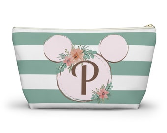 Initial Disney Accessory Pouch, Disney Cosmetic Bag, Minnie Bag, Disney Travel, Disney Pencil Case, Disney Accessories, Stripes, Flowers