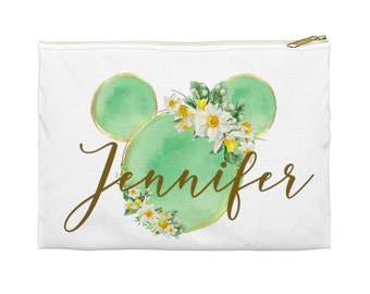 Personalized Green Mickey Accessory Pouch, Disney Cosmetic Bag, Mickey Bag, Disney Travel Bag, Disney Bag, Disney Case, Disney Accessories,