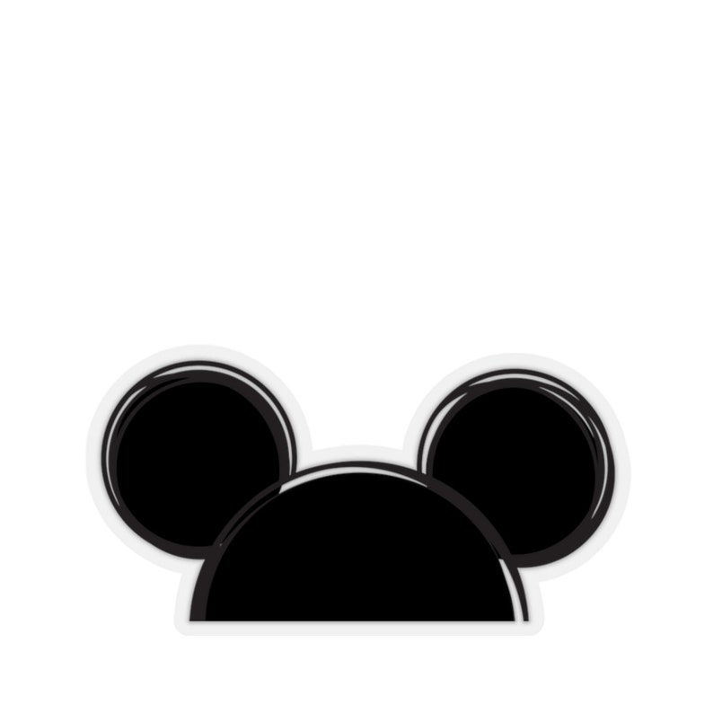 Op de afbeelding: Zwart-witte illustratie van Mickey Mouse oren.