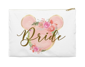Personalized Pink Mickey Accessory Pouch, Disney Cosmetic Bag, Mickey Bag, Disney Travel Bag, Disney Bag, Disney Case, Disney Accessories