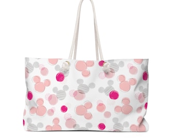 Bolsa de bolinhas rosa Mickey Weekender, bolsa escondida da Minnie, bolsa de praia da Disney, bolsa de piscina do Mickey, bolsa de pernoite, bolsa de cruzeiro, viagem da Disney, presentes