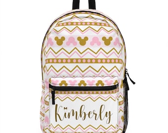 Gepersonaliseerde Azteekse print Mickey rugzak, verborgen Mickey Tas, Disney School Tas, Disney Vakantie Tas, Disney Rugzak, Geometrische, Roze Tas