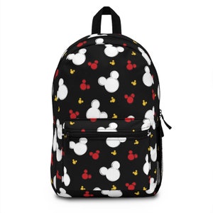 Disney Black Backpack, Disney All Over Print Backpack, Disney School Bag, Disney Vacation Bag, Disney Park Bag, Theme Park Bag,Disney Travel