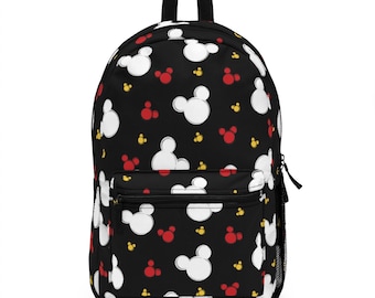 Zaino nero Disney, zaino Disney All Over Print, borsa disney school, borsa per le vacanze Disney, borsa disney park, borsa parco a tema, disney travel