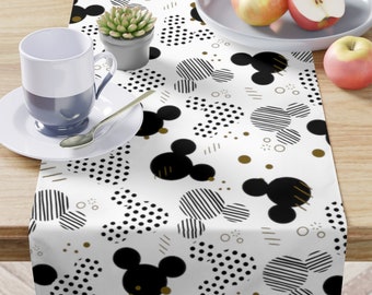 Mickey Polka Dot Table Runner, Disney Kitchen, Disney Home Decor, Mickey Placemat, Table Linen, Table Decor, Disney Tableware, Black & Gold