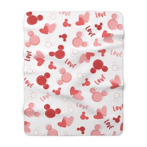 Mickey Valentijnsdagdeken, Disney sherpafleecedeken, Disney-bankdeken, Mickey Mouse Throw-deken, Disney-huisdecor, VDay, harten afbeelding 6