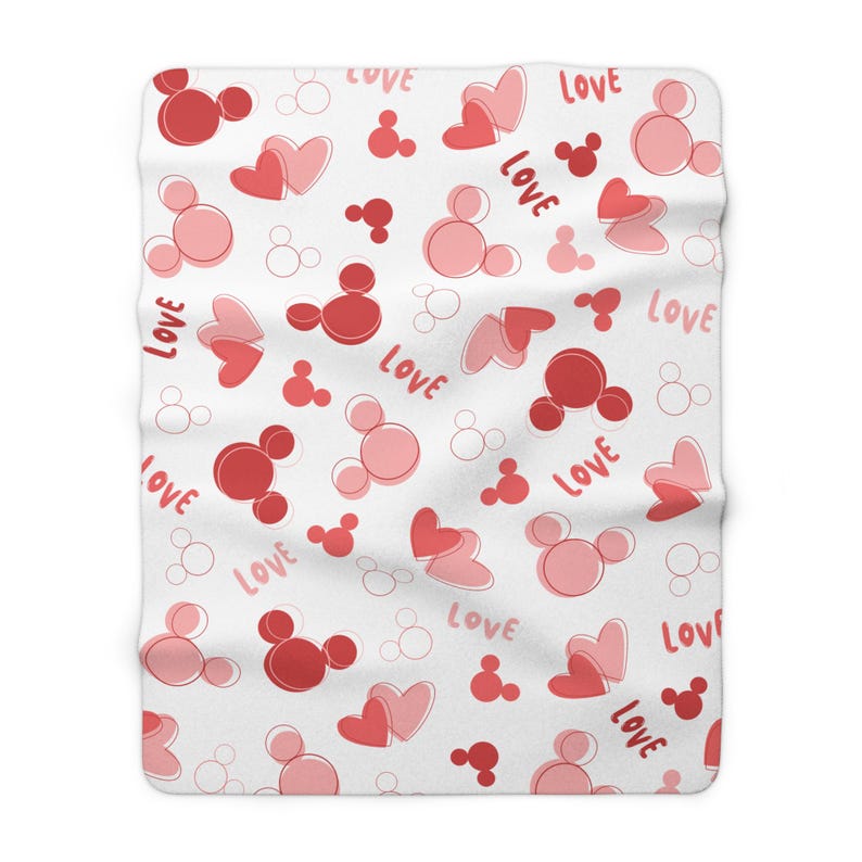Mickey Valentijnsdagdeken, Disney sherpafleecedeken, Disney-bankdeken, Mickey Mouse Throw-deken, Disney-huisdecor, VDay, harten afbeelding 6