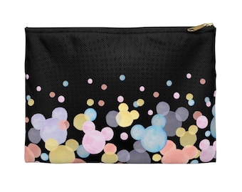 Schwarzer Hintergrund Bunte Mickey Accessoire Tasche, Disney Kosmetiktasche, Mickey Tasche, Disney Reisetasche, Disney Federmäppchen, Disney Accessoires