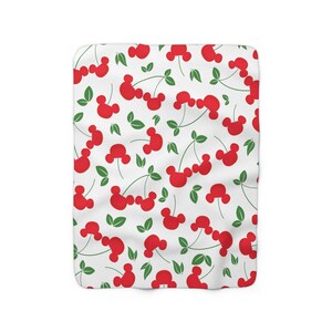 Mickey Cherries Blanket, Disney Sherpa Fleece Blanket, Couch Blanket, Minnie Mouse Throw, Disney Home Decor, Disney Gifts, Home Accessories image 6