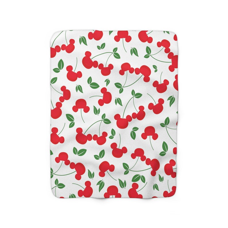 Mickey Cherries Blanket, Disney Sherpa Fleece Blanket, Couch Blanket, Minnie Mouse Throw, Disney Home Decor, Disney Gifts, Home Accessories image 6