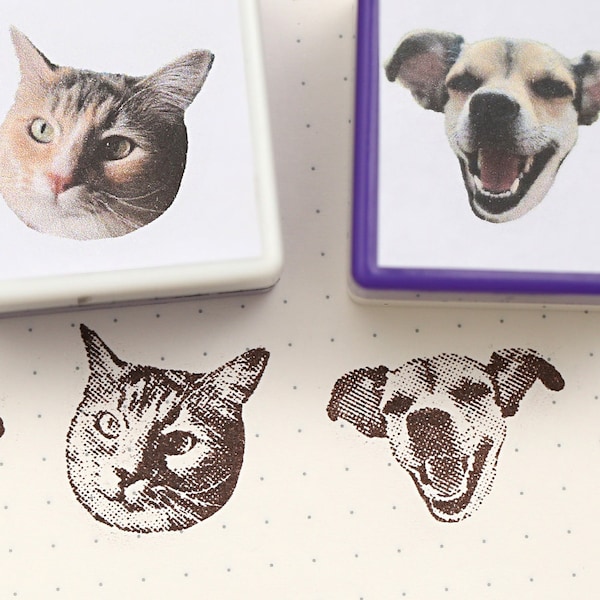 Custom Cat dog Portrait Ink Stamp, Personalized pet Portrait Stamp, Gift for cat lover,Pet Stamp, Pet Gift
