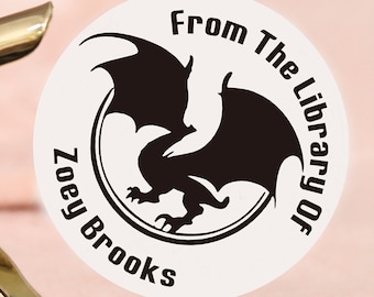 Sello de dragón volador, grabador de la biblioteca del dragón, grabador de la colección de animales de la biblioteca, grabador de libros personalizado, marcadores, regalo para amantes de los libros