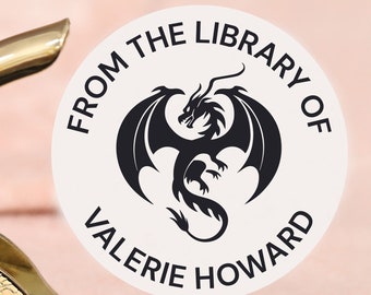 Flying Dragon Bibliotheksstempel, Drachenbibliotheksprägung, Bibliothekssammlungsprägung, personalisierte Buchprägung, Lesezeichen, Geschenk für Buchliebhaber