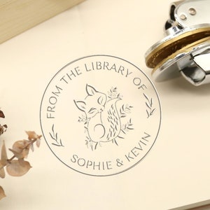 Custom Fox Stamp, From the Library of Name Seal Stamp, Personalized Logo Embosser, Gift for book lover/Reader