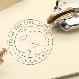Yin Yang Katzen kundenspezifische Bibliotheks-Buch-Sammlungs-Präger, niedlicher Katzenentwurfs-Präger, Bibliotheks-Stempel, Geschenk für Buchliebhaber, Abschlussgeschenk