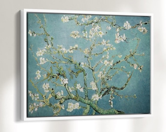 Canvas print blue green, modern wall picture living room, painting on canvas, almond blossom Van Gogh - various formats up to 120 x 80 cm, 037