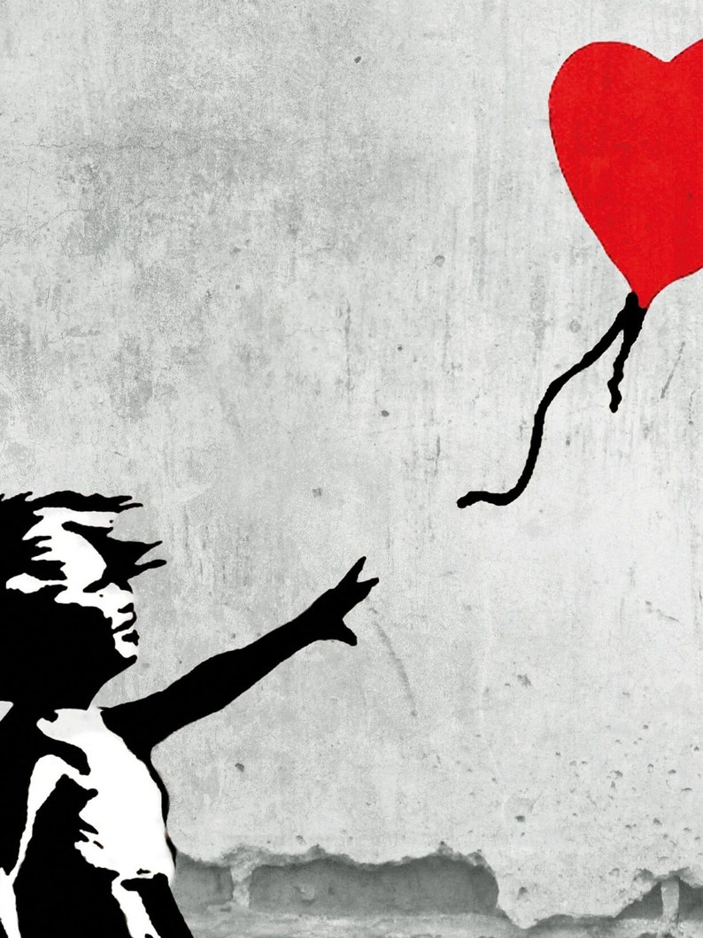 Banksy Streetart Kunst auf Leinwand Banksy Bilder Mädchen mit Ballon Leinwandbilder Wohnzimmer Wandbild modern mit Rahmen oder ohne zdjęcie 4