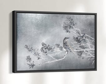 Canvas picture with frame or frameless - Bird art - Canvas picture gray living room - Abstract art - Canvas print minimalist - 0012