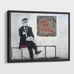 Banksy Street Art Kunstdruk - Banksy Foto&#39;s - Ingelijste Canvas Afdrukken - Kunst op Canvas - Moderne Wandkunst - Cadeau voor Jongens - 0032