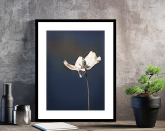 Blume Wandkunst - Poster blau beige  - Poster Wohnzimmer -Indigo Kunst - Wanddeko Wohnzimmer - Kunstdruck Vintage - Poster 50x70