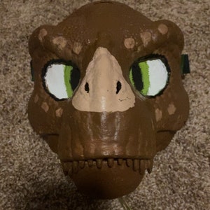 Chocolate themed dragon dino mask premade (read the description please!)