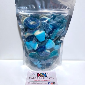 Large BLUE Mix: 16oz (1 lb) of Delicious Blue Gummies, Pick N Mix, Blue Raspberry, Blueberry, Only Blue Candy, Teacher Gift