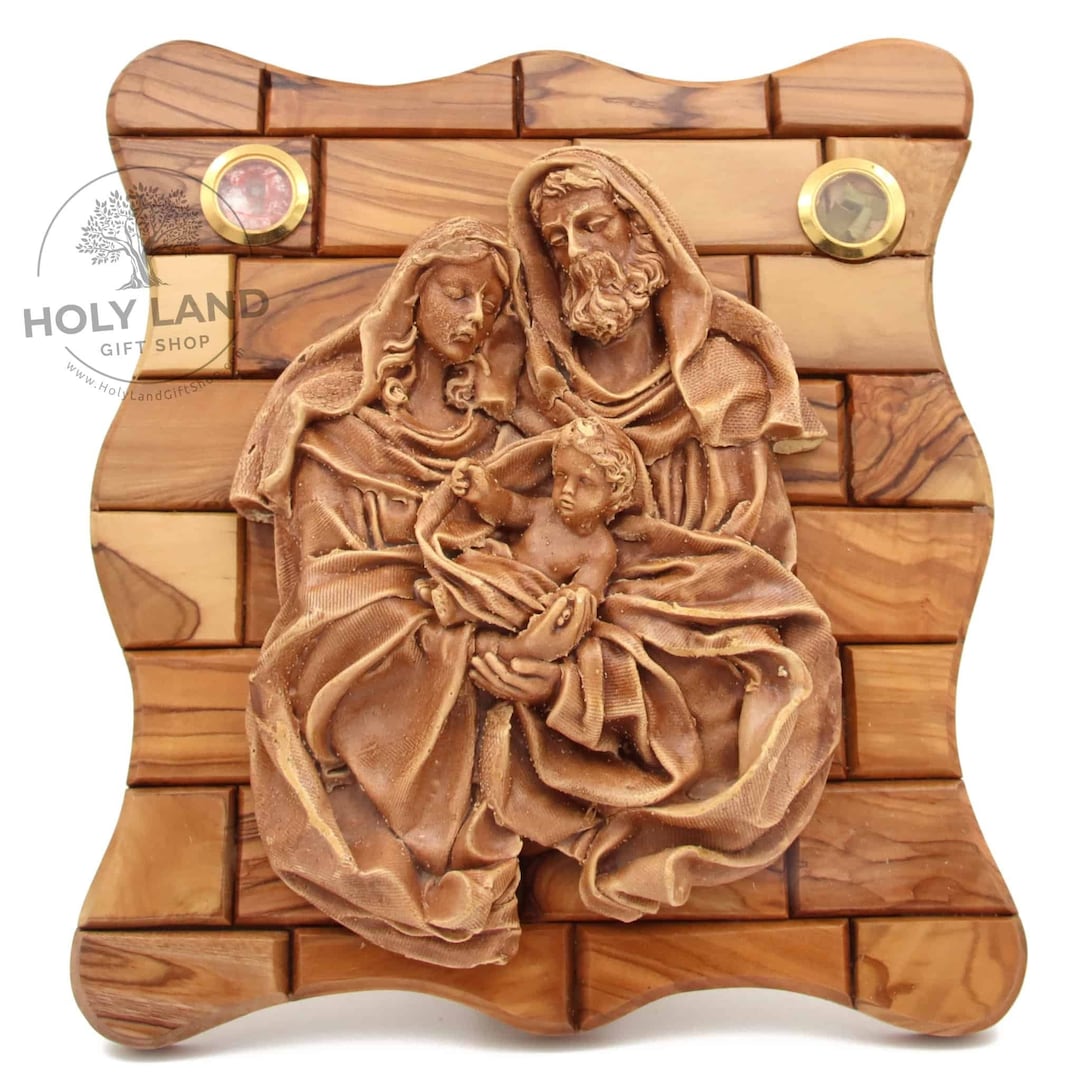 Holy Family Plaque Set in Olive Wood - Etsy