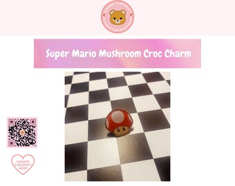 Super Mario Mushroom cute croc charm Mario mushroom charm by Kawaiikokonutshop