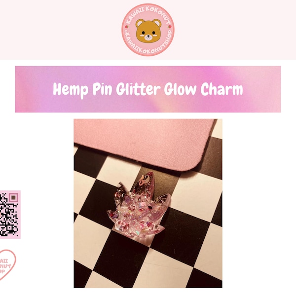 HEMP Pin charm cute with glitter glows in the dark by Kawaiikokonutshop