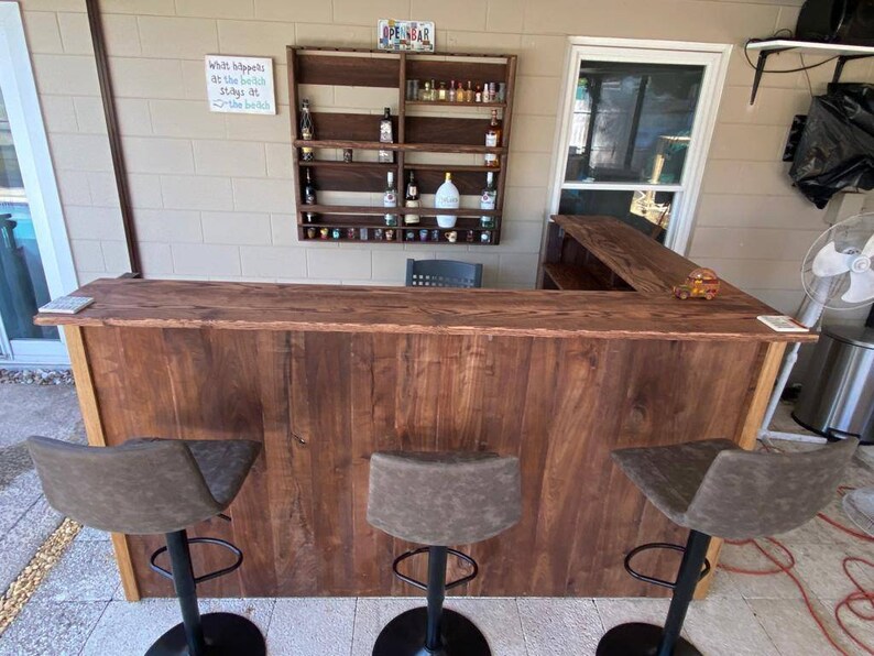 Rustic Outdoor Wood Bar Custom Made Bar Made to Order Real Wood Oak and ...