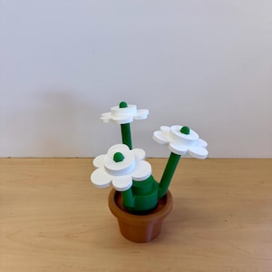 3D Printed Building Block Flowers: Mix & Match Colors White