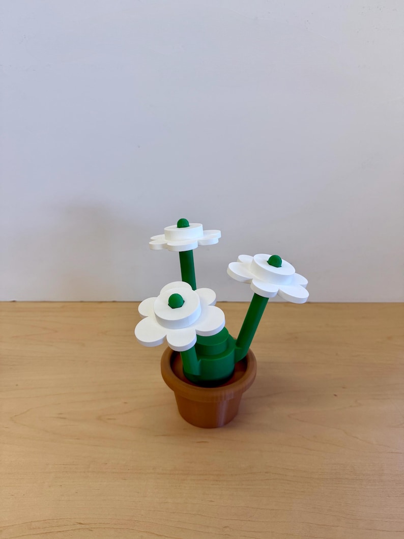 3D Printed Building Block Flowers: Mix & Match Colors White