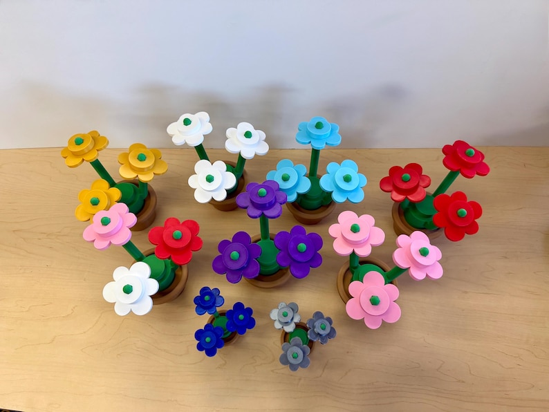 3D Printed Building Block Flowers: Mix & Match Colors bild 3
