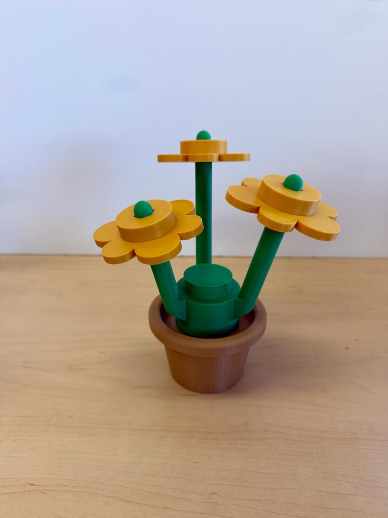 3D Printed Building Block Flowers: Mix & Match Colors Gold